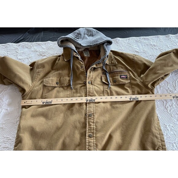 Genuine Dickies Hooded Work Jacket Brown Canvas Quilted Barn Coat 2XL (50-52) - Picture 5 of 16